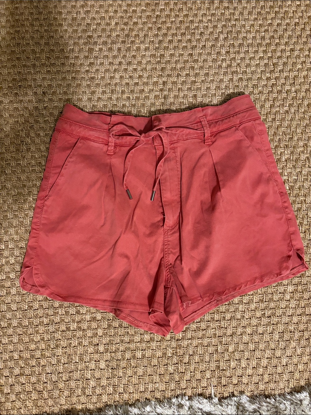 Paige Nantucket red tie front shorts sz 30 paper bag waist NWOT